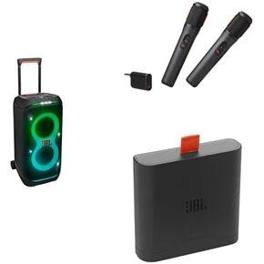 Bundle of JBL PartyBox Stage 320 - Portable Party Speaker with Telescopic Handle + JBL PartyBox Wireless Mic - 2X Digital Wireless Microphones + JBL Battery 400 - an Easy-to-Replace Spare Battery