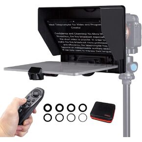 FEELWORLD TP10 10" Portable Foldable Teleprompter for Up to 11" Smartphone Tablet Prompter Phone DSLR Camera Video Record for Live Stream Interview Speech with Remote Control