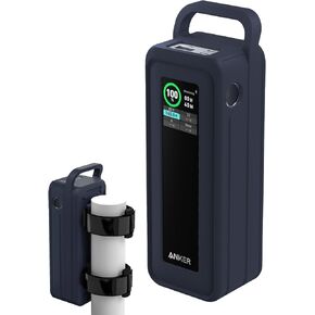 Protective Silicone Case for Anker Prime Power Bank 27,650mAh 250W - Portable with Handle & Hook Loop Strap, Anti-Slip & Shockproof Design (Black)