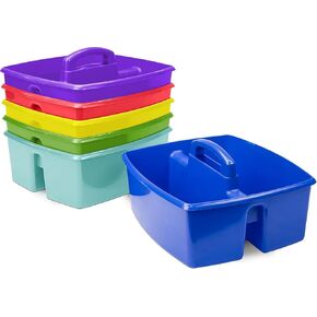 Storex 2-Compartment Large Caddy – Multipurpose Classroom Organizer with Handle, Black, 1-Pack (00973A06C)