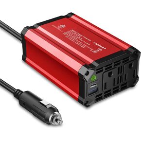 300W POWER HINVERTER 12V DC إلى 110V AC ، فانسويت سبيان شاحن السيارات في منفذ محول مع منفذ PD 65W USB-C & QC 18W ، محول الطاقة المحمولة لمركبات الكمبيوتر المحمولة التخييم.