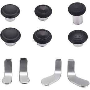 eXtremeRate 6 in 1 Metal Replacement Thumbsticks Grip + 4 pcs Metal Silver Stainless Steel Paddles for Xbox Elite Seies 2 & Elite 2 Core Controller (Model 1797)