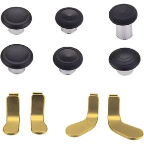 Extremerate 6 in 1 metal استبدال Thumbsticks Grip + 4 pcs المجاذيف المعدنية الذهبية الفولاذ المقاوم للصدأ لـ Xbox Elite Seies 2 & Elite 2 Core Controller (Model 1797)