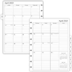 newestor 2025 Monthly Planner Refill for 8-Disc Discbound Notebooks, Two Pages Per Month, Jan 2025 to Dec 2025, Junior Size 5.5"x8.5", 8-Disc Punches
