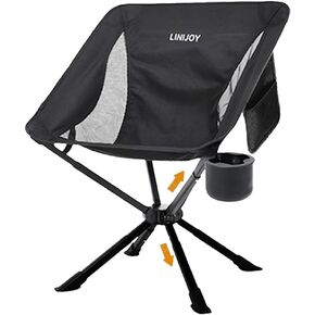 Camping Chairs, Portable Folding Chair with Removable Cup Holder and Storage Bag, Lightweight Camp Chair Supports 330 Lbs, Black