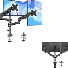MOUNTUP Triple Monitor Mount for 17-32 inch Screens + Dual Monitor Stand Height up to 26.6 inch