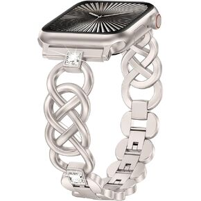 Moolia Elegant Celtic Knot Strap Compatible with Apple Watch Band 42/41/40/38/46/45/44/49mm Sparkling Braided Metal Women Replacement Bracelet for iWatch Ultra Series 10/9/8/7/6/5/4/3/2/1 in Kuwait