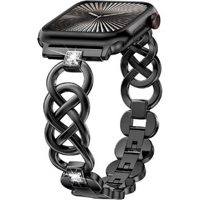 Moolia Elegant Celtic Knot Strap Compatible with Apple Watch Band 42/41/40/38/46/45/44/49mm Sparkling Braided Metal Women Replacement Bracelet for iWatch Ultra Series 10/9/8/7/6/5/4/3/2/1