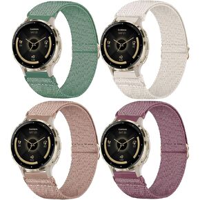 4 Pack Stretchy Watch Bands Compatible with 18mm Garmin Venu 3s/ Vivoactive 4s/ Venu 2s/ Vivomove 3s /Forerunner 255S /Forerunner 265S, Loop Nylon Elastic Fabric Strap for Women Men