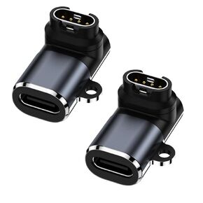 RIIPOO 90 Degree USB C Charger Adapter for Garmin Watch 2-Pack, Compatible with Fenix, Forerunner, Instinct, Vivoactive - Type C Charge Cable Adapter for Series 7, 6, 5, Approach S62, Venu, Epix (Up)