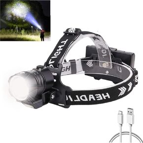1000000 Lumens Headlamp Rechargeable XHP70.2 Super Bright Powerful LED Headlamp,Adjust Focus 3 Modes Waterproof Headlight,Power Bank Function for Camping Biking Hiking