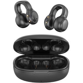 Open Ear Headphones Clip On Earbuds Bluetooth 5.4 Wireless Earphones with Charging Case IPX7 Waterproof Sports Bone Conduction Earbuds for Workout Driving Walking Sports