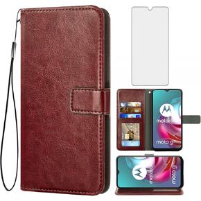 Asuwish Compatible with Moto G30/G20/G10/10 Power 2021 Wallet Case Tempered Glass Screen Protector Card Holder Stand Accessories Phone Cover MotoG30 MotoG20 MotoG10 Motorola G 30 20 G10Power Blue