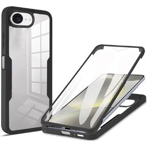 for Apple iPhone 16e 2025 Clear Case with Screen Protector, Dual Layer Full Body Shockproof Dustproof All-Inclusive Cover Case for Apple iPhone 16e QB-Black