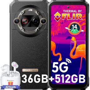 Blackview BL9000 Pro 5G Rugged Smartphone (FLIR Thermal Imaging Camera), 36GB +512GB Rugged Phone, Android 14, 50MP+50MP Camera, Dual 5G, 120Hz 6.78"FHD+ Display, 120W+8800mAh Battery, NFC/GPS/WiFi 6