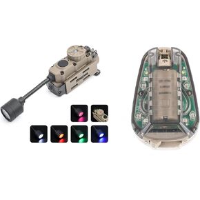 5 in 1 Tan Helmet Light with IR, Red/Green/Blue, White LED Task Lamp, Military 4 Modes with Green Light, White LED, IR Strobe/Constant