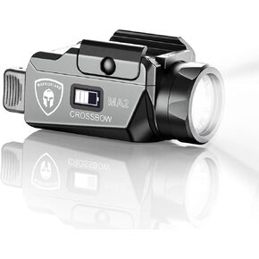 WARRIORLAND MA2 Compact Pistol Light, Fits G17/ G19/ P365/ G3C/ G2C/ M&P 9/Hellcat Pro/1911 and Other 60+ Handguns, 800-Lumen Universal Rail Mounted Tactical Weapon Flashlight, Screen Power Indicator