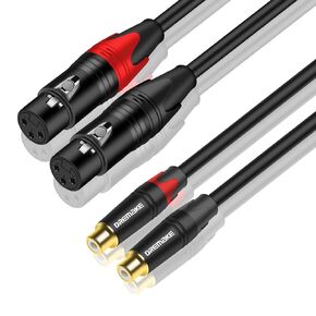 DREMAKE RCA to XLR Cable 3FT, 2RCA Female to 2XLR Female Audio Extension Cord, Unbalanced Female XLR to Female RCA Extender Speaker Cable for Amplifier, Mixing Board, Subwoofer, DJ Controller - 1M