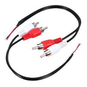 uxcell 8 Inch Open Red/White RCA 2-Male Plug Jack Connector Adapter to Bare Wire Open End Audio Video RCA Cable for Amplifier Speaker Wire Pack of 2