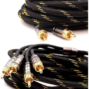 Elite Audio, EA-PRM415 + EA-PRM6, RCA Cable Bundle, 100 Percent OFC Copper Cable, Shielded and Twisted Wire, Male to Male Brass Connectors, 15 Feet 4-Channel and 6 Feet 2-Channel Pack