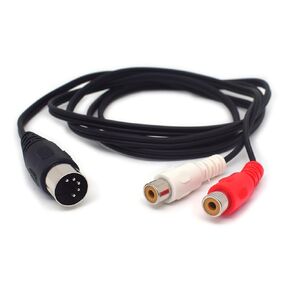 5-Pin Din Male to 2-RCA Female Plug Audio Cable，Professional 5-Pin Midi Cable to RCA for Bang & Olufsen, Naim, Quad, Stereo Systems (1.5M/5FT)