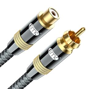 EMK Subwoofer Cable Digital Coaxial Cable Dual Shielded with Gold Plated RCA to RCA Connectors SPDIF Cable (15 Feet, RCA Coaxial Male to Female, Brown1)