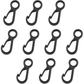 10Pcs Black Plastic Snap Clip Hook Camping Carabiner Buckle Outdoor Tent Multifunction Equipment Buckle Clips Tent Hooks for Lights Hanging to Canopy Heavy Duty Accessory and Keychain Carabiners