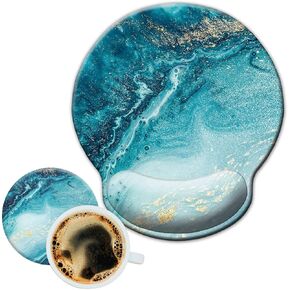 Thickening Mouse Pad Wrist Rest,Ergonomic Mousepad with Wrist Support and Coaster Non-Slip Rubber Base for Home Office Computer Work Gaming Pain Relief (Eucalyptus Branches)