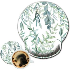 راحة معصم وسادة الفأر سماكة ، موسباد مريح مع دعم الرسغ وقاعدة المطاط غير القابلة للانزلاق لتخفيف آلام ألعاب الكمبيوتر (فروع الأوكالبتوس). in Kuwait