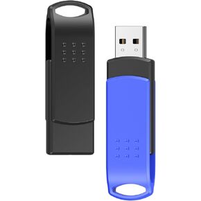 KOOTION 128GB USB Flash Drives 2-Pack, Jump Drive 2.0 USB Drive 128 GB Thumb Drive Swivel Memory Stick for Storage and Backup (2 Colors: Blue Black)