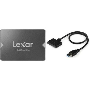 Lexar 512GB NS100 SSD + StarTech USB 3.0 to 2.5" SATA III Cable - Hard Drive Adapter for SSD/HDD Data Transfer