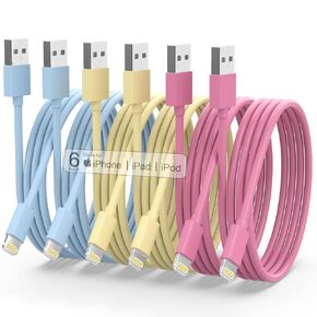 iPhone Charger, [Apple MFi Certified] 6Pack 3/3/6/6/6/10 FT Lightning Cable Car iPhone Carplay Cable Lightning to USB Charging Cord for iPhone 14 13 12 11 Pro Max XR XS X 8 7 6 Plus SE iPad