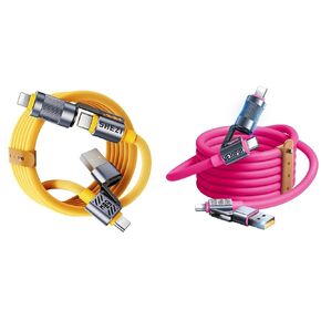 2 Pack 4-in-1 USB C Cable Lightning Cable (Yellow+Pink)