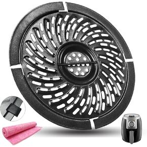Round Air Fryer Replacement Grill Plate 2QT for Chefman Air Fryers, Upgraded Double-layer Nonstick Coating Air Fryer Grill Pan Crisper Plate Grate Rack for Dash/PowerXL/Bella 2QT Air Fryers