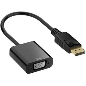 Gold Plated Display Port to VGA Adapter (Male to Female), Compatible with Computers, PCs, Monitors, Projectors, Desktops, Laptops, HDTVs - Black,