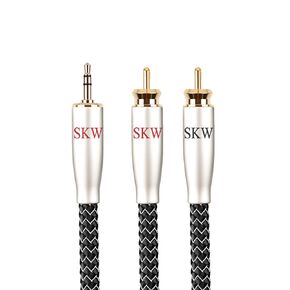 SKW High End WG Series 3.5 مم إلى 2RCA كابل ستيريو الصوت 3.2 قدم/1M