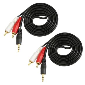 2 Pack Audio Cable 1/8'' 3.5mm TRS Male to 2 RCA Male Stereo Sound Cord for Computer Mp3 Phone Port to Connect Home Theater Audio System Amplifier Speaker 1.5 Meter