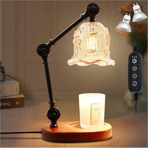 Candle Warmer Lamp, Electric Candle Lamp Warmer, for Mom, House Warming Gifts New Home Bedroom Decor Dimmable Wax Melt Warmer for Scented Wax with 2 Bulbs (Brown)