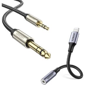 UGREEN 1/4 Male to 3.5mm Male TRS Audio Cable 6FT and Lightning to 3.5mm Adapter for iPhone Bundle