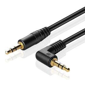 TNP Audio Cable 3.5mm Right Angle (3FT) Male to Male Gold Plated AUX Auxiliary Headset Jack Adapter TRS Cord for Bose Sony Headphones Cord Replacement iPhone iPod iPad Computer Portable Speaker Car