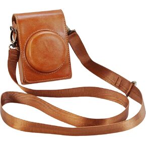 ZV-1F Case,Camera Case for Sony ZV-1F/ ZV-1 II/ZV-1M2 Digital Camera,Digital camera PU leather storage bag with removable shoulder strap. (Horizontal, Brownish yellow)