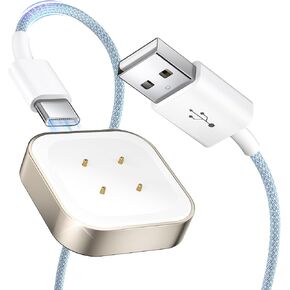 NEWDERY Charger Cable for Fitbit Sense/Versa 3/Sense 2/Versa 4 & Pixel Watch 2, Premium Nylon Braided USB C Charging Dock, Durable Replacement Magnetic Cord for Smartwatch, 3.3Ft