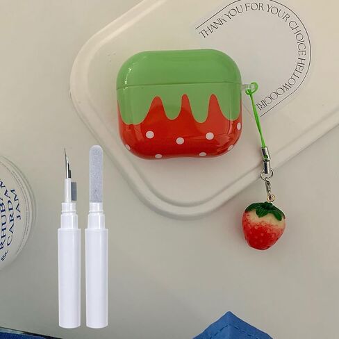 Compatible for Airpods Pro 2 Case (2022)/ Airpods Pro 1st Generation(2019) Case Soft TPU with Cleaner Kit Cute Cherry Bow Design Shockproof Cherry Bow Keychain Cover for Girls Woman-Red in Saudi Arabia