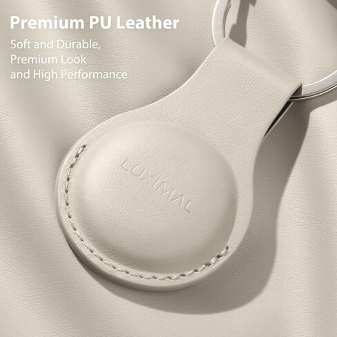 Compatible with Apple AirTag Holder Keychain, Protective Soft Leather Case with Magnetic Lock for Key Ring Pets (Khaki) in Saudi Arabia