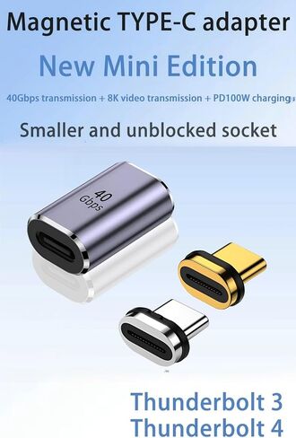 تم ترقية USBC المغناطيسي إلى محول USB C ، 140W PD الشحن السريع ، Thunderbolt 4 Type-C 4.0 Extender ، 40gpgs ، 24 PIN ، الكوع 90 درجة للكمبيوتر المحمول ، MacBook Pro Air (USB C Extender) in Kuwait