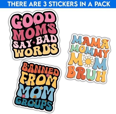 (3in - 3Pcs) Funny Mother Mom Sticker Pack, Mother's Day Sticker Decal, Gift For Mother Grandma Daughter Sister Bestie, Decoration For Laptop PC Tablet Book Window Kitchen Planner Helmet Bumper in Saudi Arabia