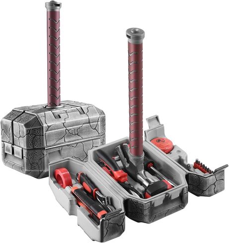 Thor Hammer Tool Box, Multifunctional Home Repair Tool Set Excellent Hand Tool Novelty Gift for Men as Halloween Prop Cosplay Hammer (Silver) in Saudi Arabia
