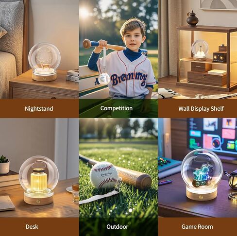 حافظة عرض البيسبول مع إضاءة LED ملونة، حافظة بيسبول بتصميم زجاجي 360 درجة، حامل بيسبول للحماية من الأشعة فوق البنفسجية مع كرة وحزام حامل البيسبول، مثالية لكرات الجولف والتنس والمجوهرات والتماثيل in Saudi Arabia