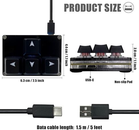 لوحة مفاتيح مفتاح مفتاح لوحة مفاتيح مفاتيح مفتاح مفتاح مفتاح Mini Mini مفتاح ، لوحة مفاتيح مفتاح USB-C القابلة للبرمجة ، USB-C قابلة للبرمجة للعمل أو الألعاب (الأسود ، الأسهم Keycaps 2) in Kuwait