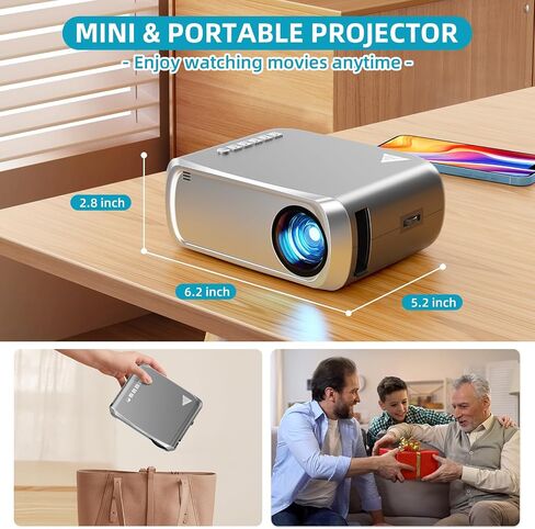 Mini Projector With WiFi, Max 170" Display Portable Movie Projector for Home Cinema Outdoor/Indoor Compatible with Tablet/Laptop/TV Stick/Android/IOS in Saudi Arabia